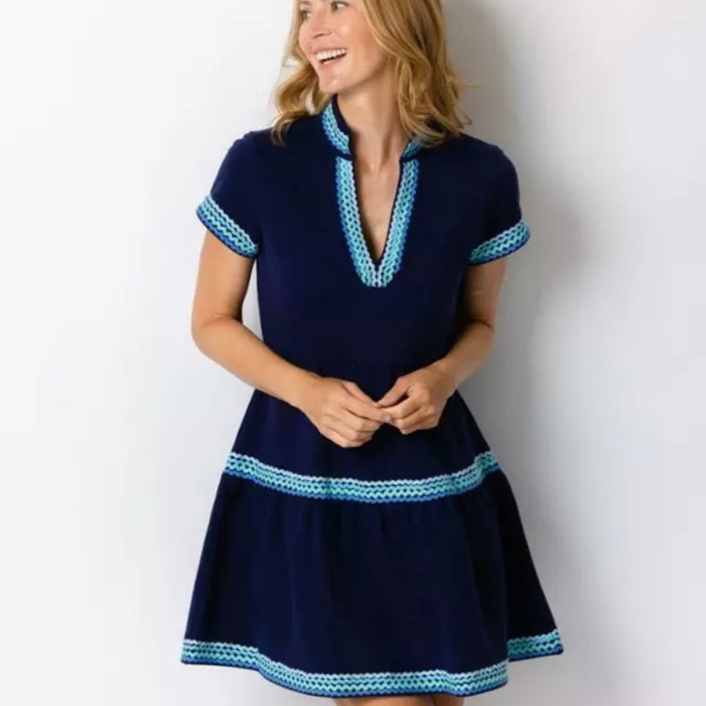 NWT- NAVY & PLACID SHORT SLEEVE FIT & FLARE DRESS S